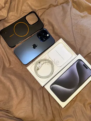 iPhone 15 Pro 128gb blue titanium TDRA with original box  Cable one free case battery health 88%