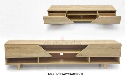 Wooden TV Cabinet / Entertainment Unit - Light Oak, 180cm