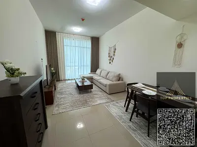 Furnished one-bedroom apartment with a full sea view in Ajman Corniche, first occupancy, all bills included. Features include a master bedroom, very
