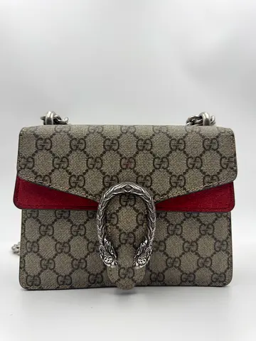 Gucci Beige/Red GG Supreme Canvas and Suede Mini Dionysus Shoulder Bag