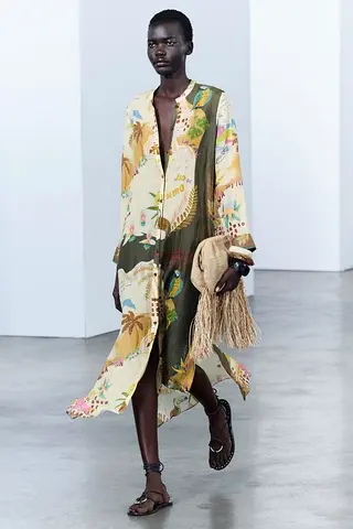 Zara Tropical Print Tunic Dress
