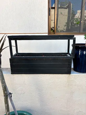 Wooden Outdoor Bench/Planter Box - Dark Finish