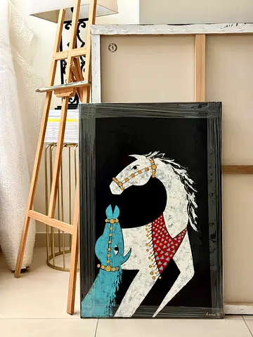 Modern Folk-Art Horse Painting -Canvas