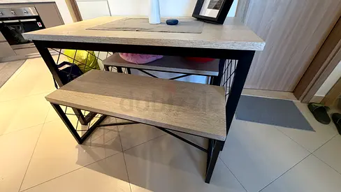 Modern Wooden Dining Table with Benches