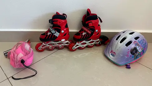 Kids Inline Skates with Helmet and Protective Gear Set