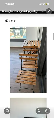 Foldable Wooden Balcony Table and Chairs Set (2-seater) - Light Wood
