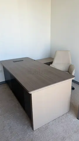 Executive L-shaped Office Desk with Ergonomic Chair - Good Condition
