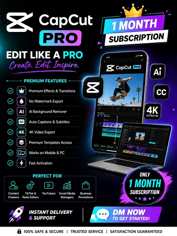 CapCut Pro 1-Month Subscription (Instant Delivery)