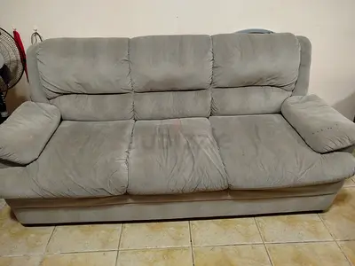 3-seater grey fabric sofa in good used condition
