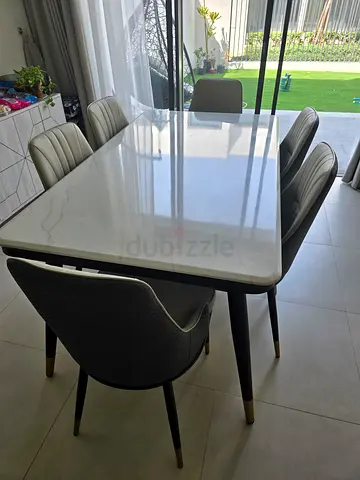 Solid Marble Effect Dining Table