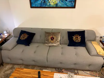 Comfortable Gray Tufted 3 Seater Sofa