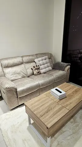 Light beige 3-seater fabric sofa in good condition