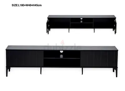 Black Low TV Cabinet / Entertainment Unit - 180cm