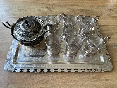 Handcrafted Tabriz Silver Tea Set  – Authentic Persian Art