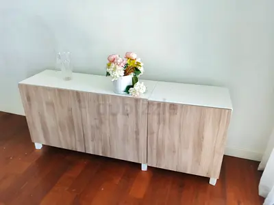 Low Wooden Sideboard / TV Console - Light Oak Finish