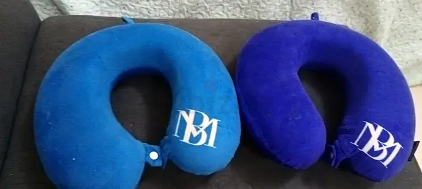 Pair of soft travel neck pillows - blue  navy