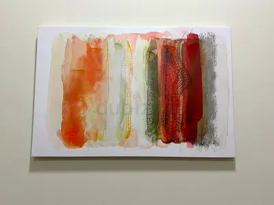 Abstract Watercolor Wash Painting - Framed Canvas