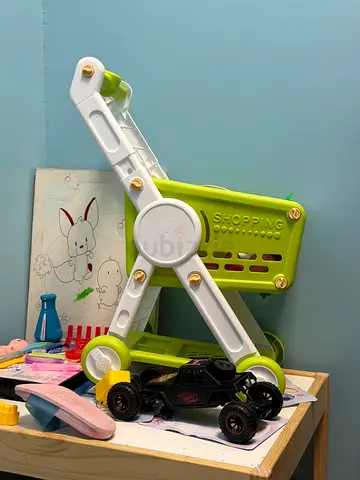 Kids plastic shopping cart toy with toy car