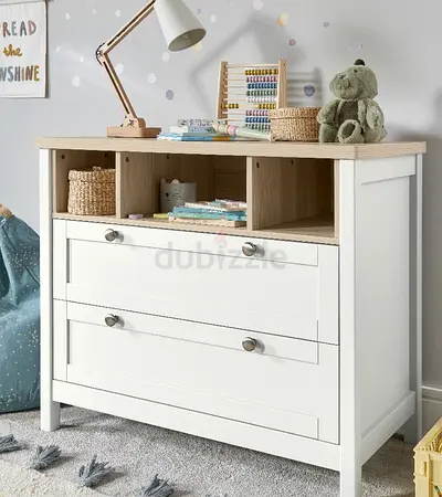 White  Oak 3-Drawer Baby Dresser with Open Shelves mamas and papas