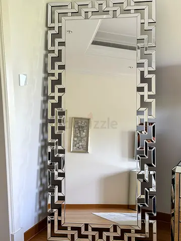 Full-Length Decorative Geometric Mirrored Wall Mirror