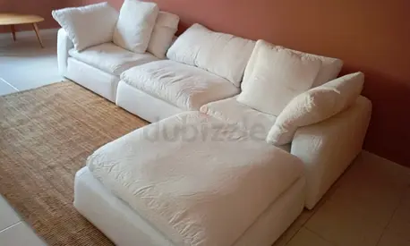 White color marina home luscious sofa with footstool
