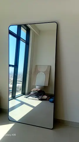 Full-Length Leaning Floor Mirror with Slim Black Frame