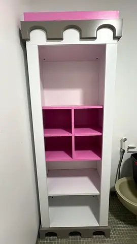 White and Pink Childrens Storage Shelf Unit (IKEA-style) - Good Condition