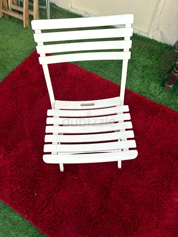 White Outdoor Folding Slatted Chair - Lightweight  Compact