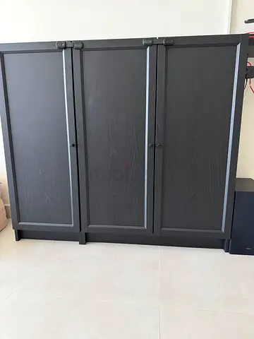 Dark Wood 3-Door Storage Cabinet / Cupboard - Good Condition