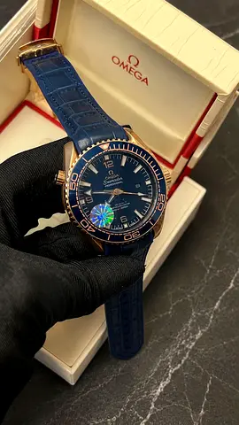 Omega Seamaster Planet Ocean Blue Dial Rose Gold Mens Automatic Watch – Full Set