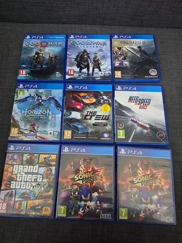Bundle of 9 PS4 Games 1 game 50 aed – Horizon, GTA V, $% of War, Need for Speed  More