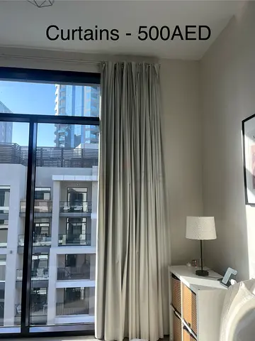 Light grey full-length curtains - set for large window