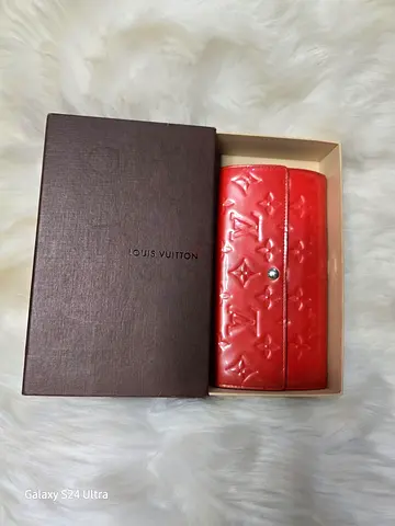 Genuine Louis Vuitton Vernis Red Long Wallet with Box