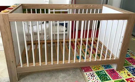 Wooden Baby Crib — Solid Frame, Neutral Finish (Used)