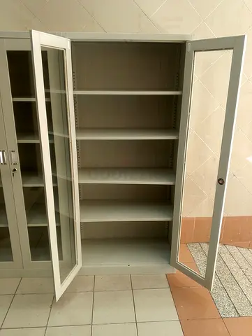 Metal Storage Cabinet with Glass Doors - 5 Shelves