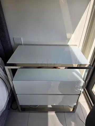 White  Chrome Bedside Tables