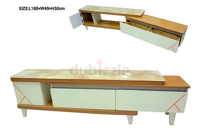 Modern low TV cabinet with storage - L180 x W40 x H50cm