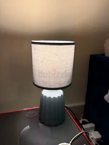 Modern Table Lamp with Fabric Shade - Grey Base