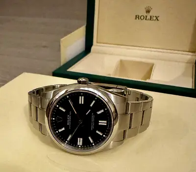 Rolex Oyster Perpetual with Black Dial and Box Nov 2023