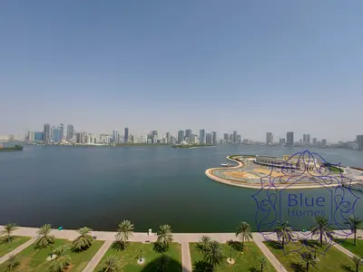 Luxury AC free, Bohaira Water view 3BR+Majlis(4br)+ Gym Pool Parking 160k