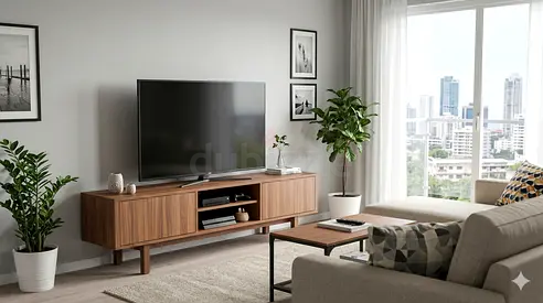 Mid-century Modern TV Console / Entertainment Unit - Walnut Finish