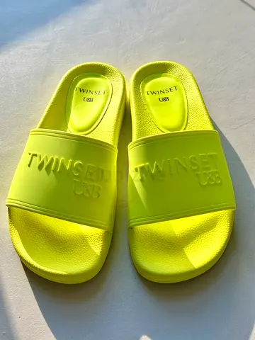 TWINSET UB Neon Yellow Slides – Size 36 | Worn Once