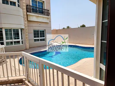 available 3 Bedrooms all master villa/separate back yard/shared swimming pool/tv lounge/2 covered parking/laundry room/maids room / for rent in mirdif