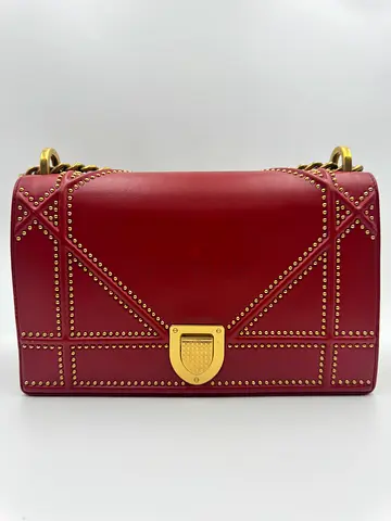 Dior Red Medium Studded leather Diorama Flap