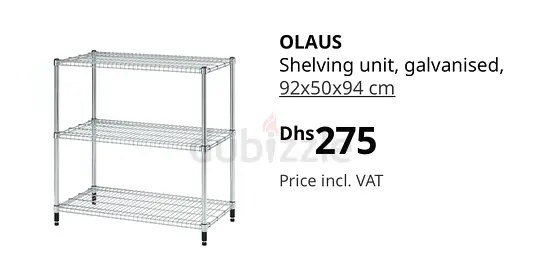 OLaus Galvanised 3-Tier Shelving Unit 92x50x94 cm - perfect Condition