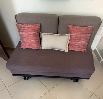 Compact 2-seater Sofa Bed with Cushions - Good Condition
