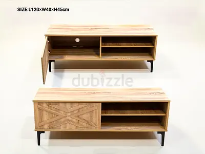 Wooden TV Media Console Cabinet 120cm with Storage Shelves