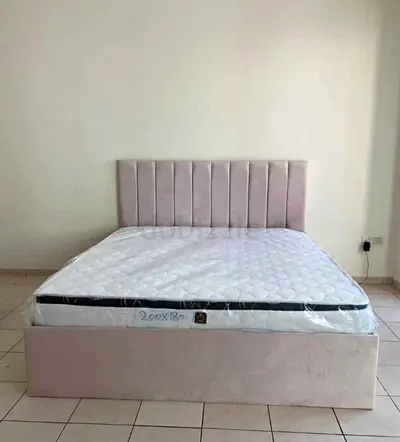 Modern Upholstered Bed Frame with Mattress