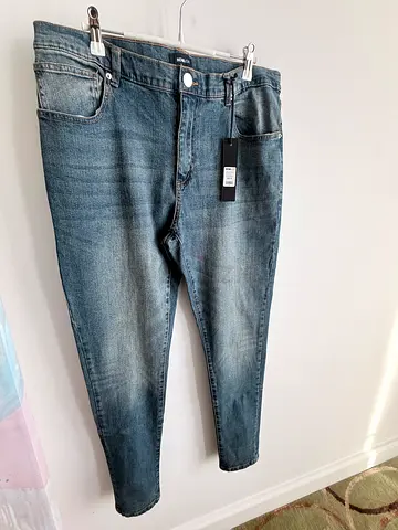 Fashion Nova Men Drop Top Stacked Skinny Jeans - Size 34 - Brand New With Tags