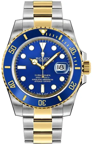 Rolex Submariner Two-Tone Blue Dial Date Watch